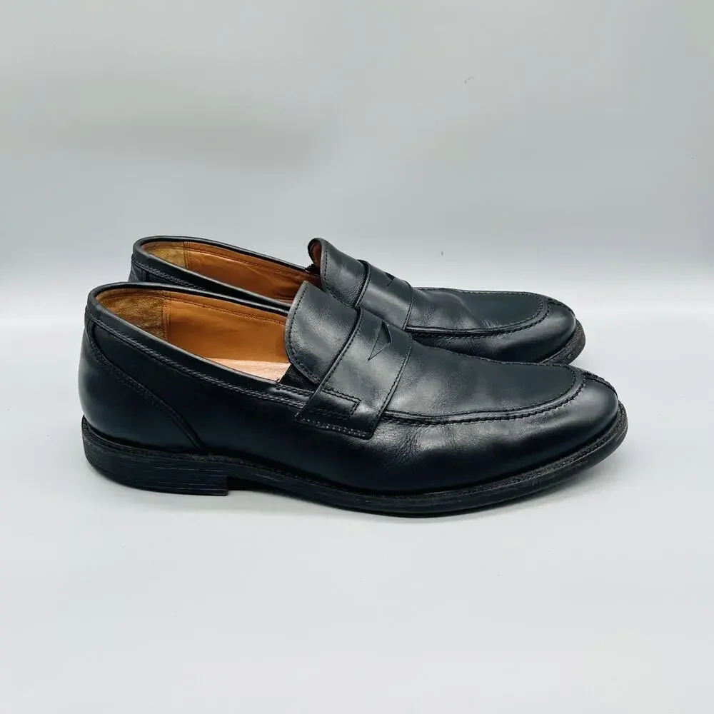 Johnston & Murphy Shoes Mens 11 Black Leather Penny Loafers Slip On Dress Oxford